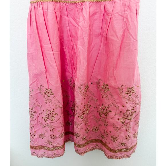 Y2K Express Embroidered Babydoll Mini Dress Pink Size 12 Boho Hippie Coquette - Picture 3 of 8